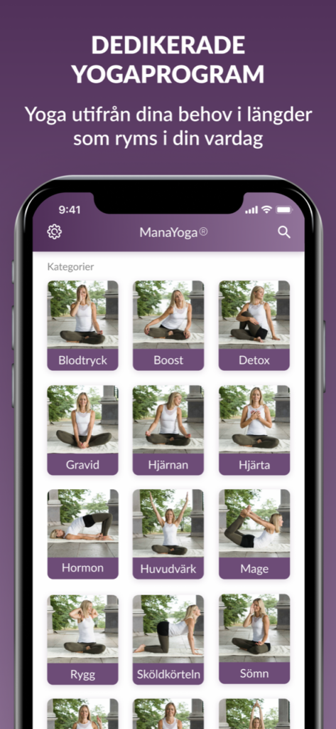 Appen ManaYoga - yogaträning hemma med Madeleine Wilhelmsson som lärare
